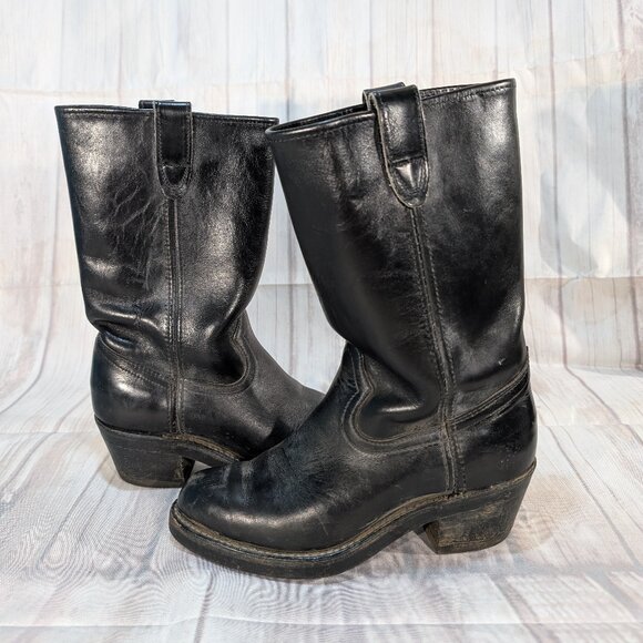 Vintage Black Leather Pull-On Cowboy Boots Made in Canada - Picture 10 of 12